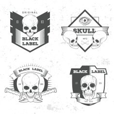 Set of retro vintage badge symbol with skull N5