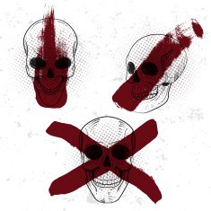 Set template with skull head and red paint or blood N2
