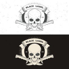Retro vintage badge symbol with skull N2