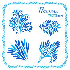 floral elements and frames set