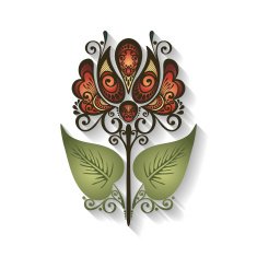 Beautiful Decorative Flower with Leaves (Vector)