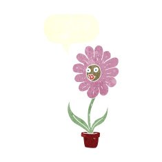 cartoon flower with speech bubble N37
