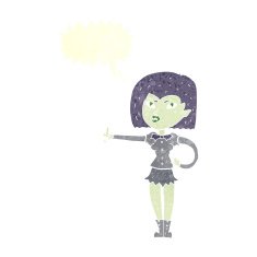 cartoon vampire girl giving thumbs up with speech bubble N10