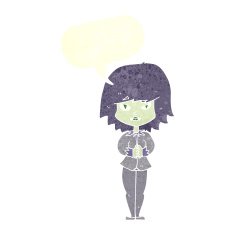 cartoon vampire woman with speech bubble N10