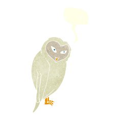 Cartoon owl with speech bubble N61
