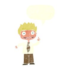 cartoon man with idea speech bubble N100