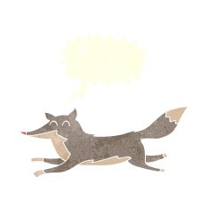 cartoon running wolf with speech bubble N6