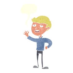 cartoon man making excellent gesture with speech bubble N10