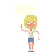 cartoon woman with idea speech bubble N226