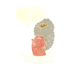 cartoon queen's head with speech bubble N10