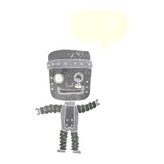 cartoon funny robot with speech bubble N72