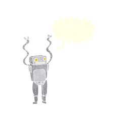 cartoon funny robot with speech bubble N74