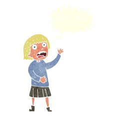 cartoon stressed out woman with speech bubble N19