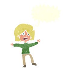 cartoon unhappy person with speech bubble N10