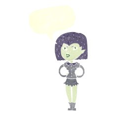 cartoon vampire girl with speech bubble N209