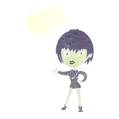 cartoon vampire girl with speech bubble N210