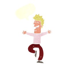 cartoon laughing man with speech bubble N18