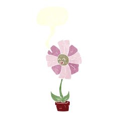 cartoon flower with speech bubble N38