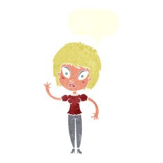 cartoon pretty girl with speech bubble N90