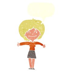 cartoon woman giving thumbs up sign with speech bubble N10