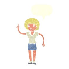 cartoon woman with idea speech bubble N228