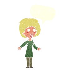cartoon surprised woman with speech bubble N222