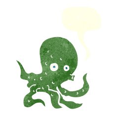 cartoon octopus with speech bubble N28
