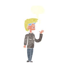 cartoon woman wearing spectacles with speech bubble N36