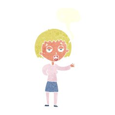 cartoon bored woman with speech bubble N28