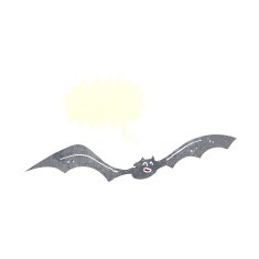 cartoon bat with speech bubble N19