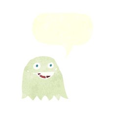 cartoon ghost with speech bubble N22
