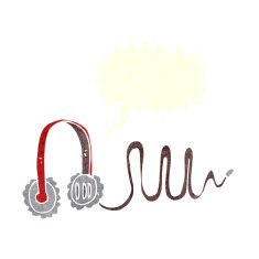 cartoon headphones with speech bubble