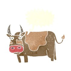 cartoon bull with speech bubble N25