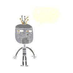 funny cartoon robot with speech bubble N47