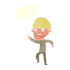 cartoon happy man with speech bubble N420