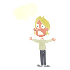 cartoon frightened man with speech bubble N77