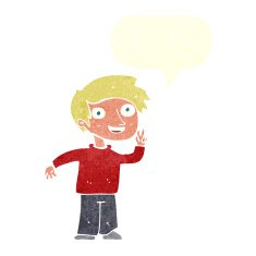 cartoon boy posing for photo with speech bubble N9