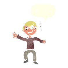 cartoon amazed boy with speech bubble N15