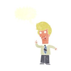 cartoon office man with crazy idea speech bubble N9