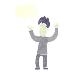 cartoon happy vampire man with speech bubble N29