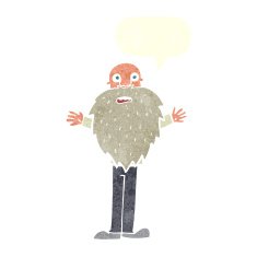 cartoon bearded old man with speech bubble N37