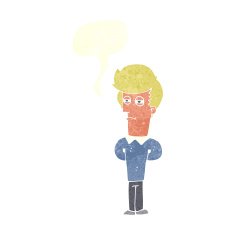 cartoon jaded man with speech bubble N15