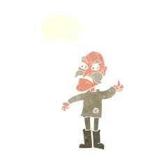 cartoon angry old man in patched clothing with speech bubble N10