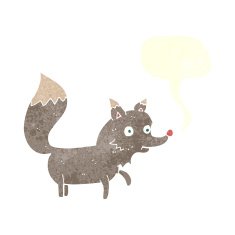 cartoon wolf cub with speech bubble N11