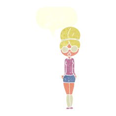 cartoon librarian woman with speech bubble N10