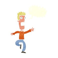 cartoon shrieking man with speech bubble N10