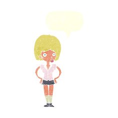 cartoon woman with hands on hips speech bubble N198