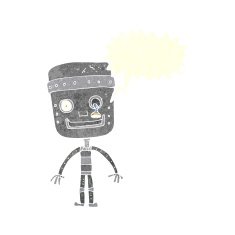 cartoon funny robot with speech bubble N76