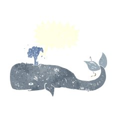 cartoon whale with speech bubble N36