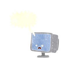 cartoon computer screen with speech bubble N9